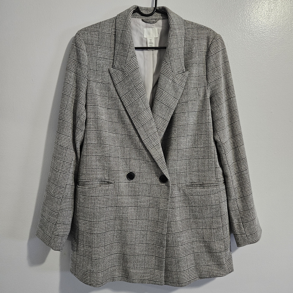 H&M Gray Plaid Blazer